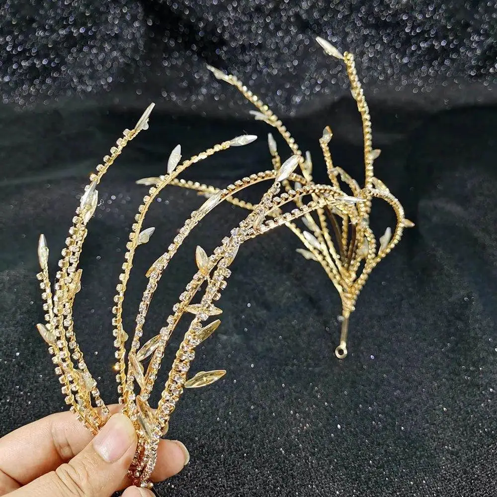 

Fashion classic crystal tassel leaf hair band women's wedding Rhinestone hoop headdress crown hair jewelry banquet gift