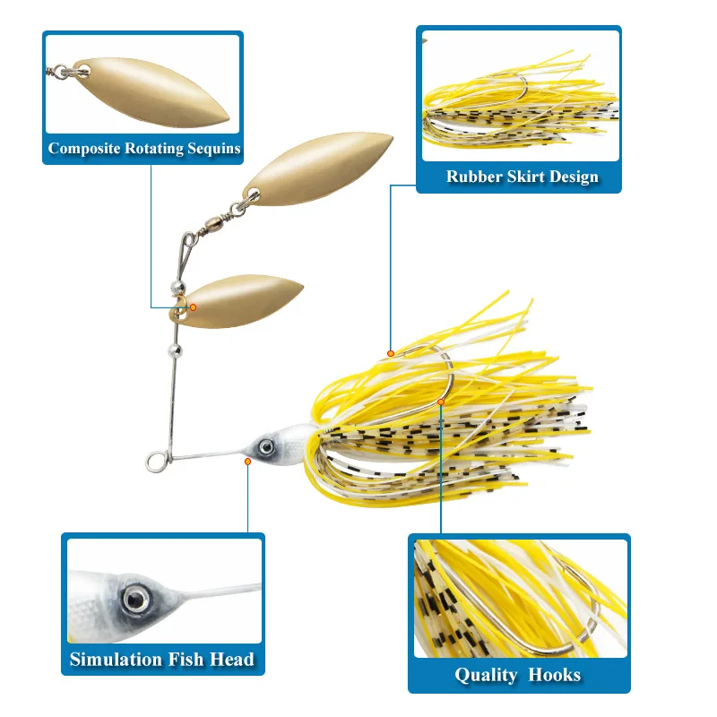 Spinnerbait 13,3g para lucio – señuelo artificial con cuchara - imagen 5
