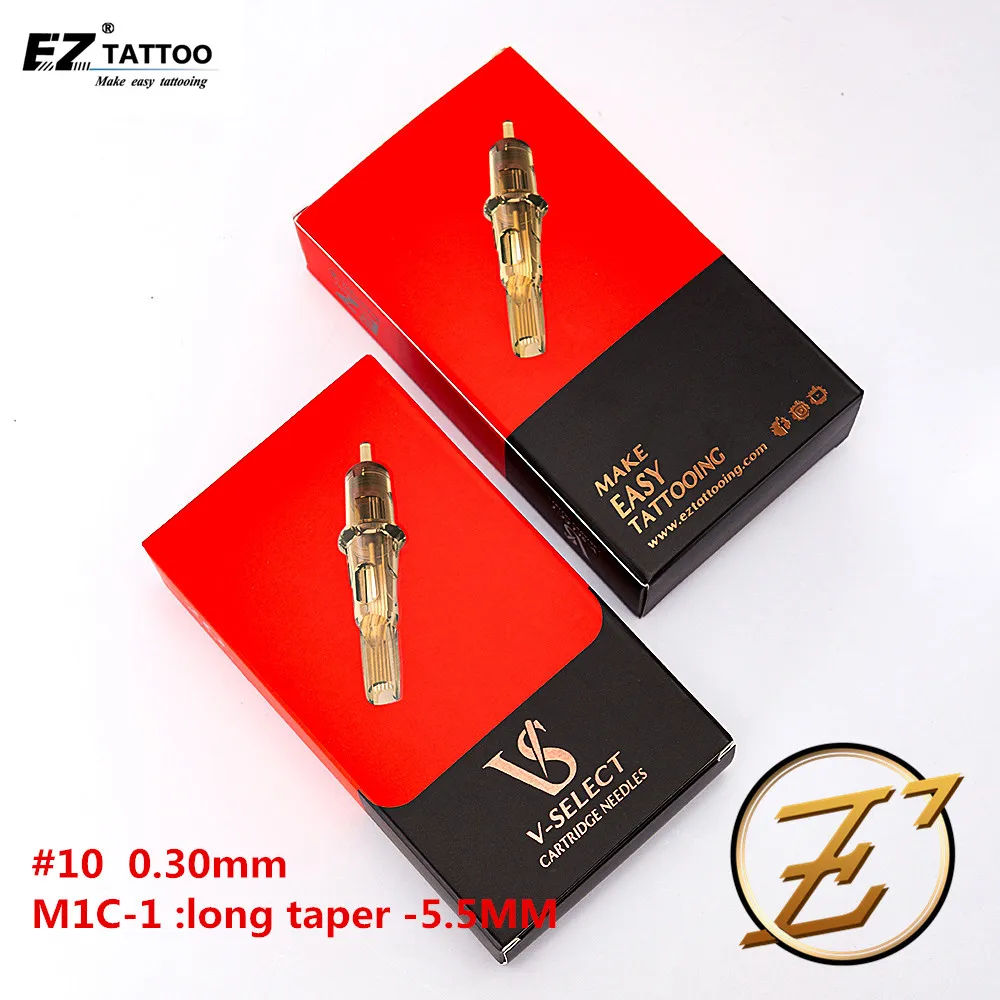 Agujas de tatuaje con cartucho EZ V-Select # 10 agujas de cartucho Magnum redondas curvadas Bugpin de 0,30mm para máquina de tatuaje 20 unids/caja