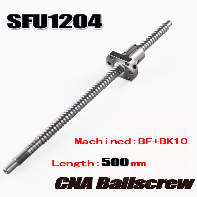 

12mm 1204 Ball Screw SFU1204 Length 500mm Plus 1pcs RM1204 Ball Nut CNC Parts BK/BF10 End Machined Free Shipping