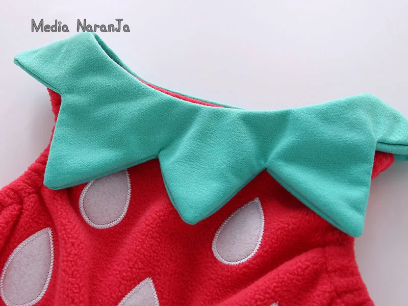 Baby girl outfit strawberry costume full sleeve romper+hat+vest infant halloween festival purim photography clothing
