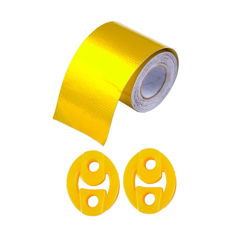 3 Pcs Accessories: Rubber 2 Holes Race Car Muffler Exhaust Hanger Bushing 2 Pcs & 1 Pcs Reflect a Gold Thermal Tape