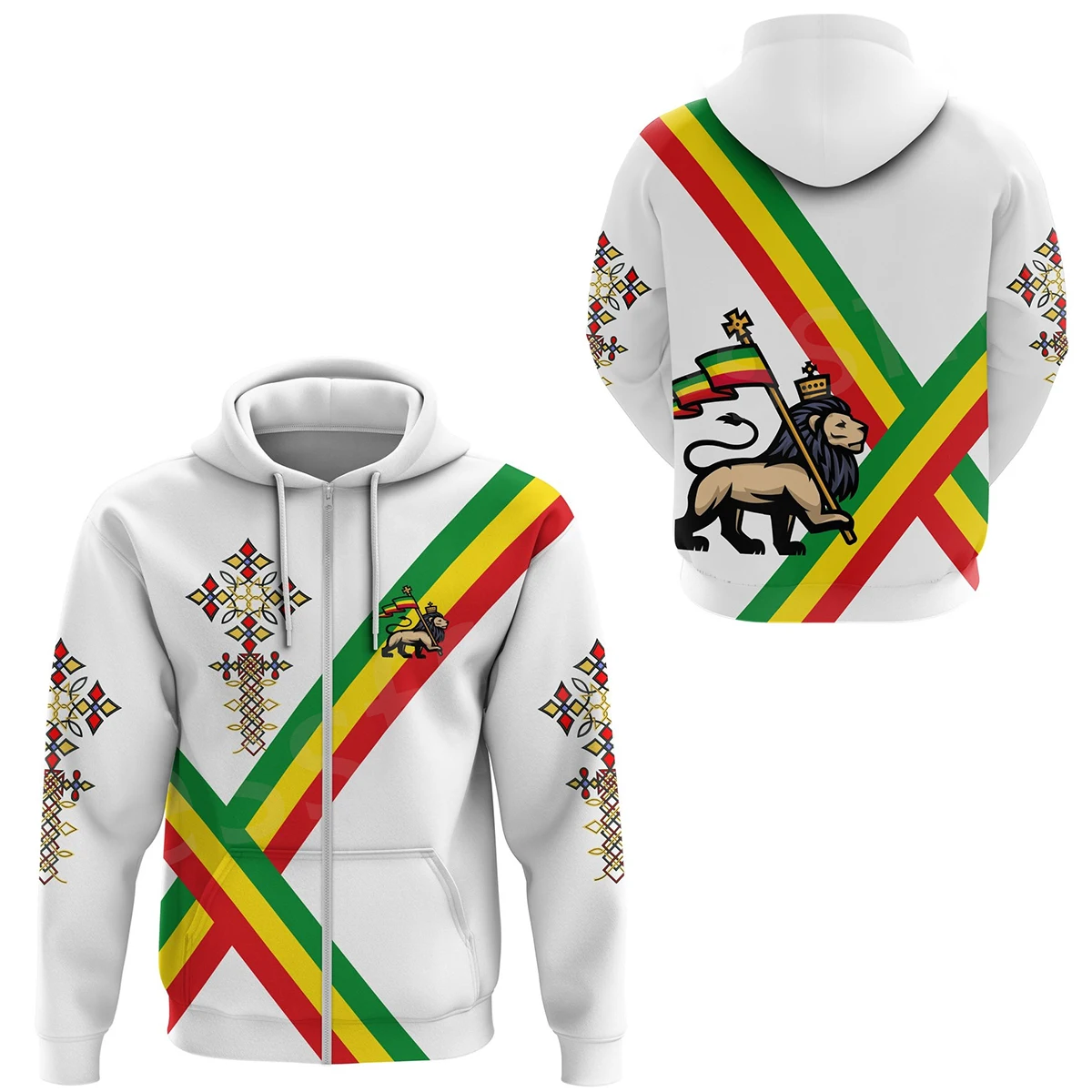 Tessffel Ethiopia County Flag Reggae Africa Native Tribe Lion Retro Harajuku Tracksuit 3DPrint Men/Women Funny Casual Hoodies 13