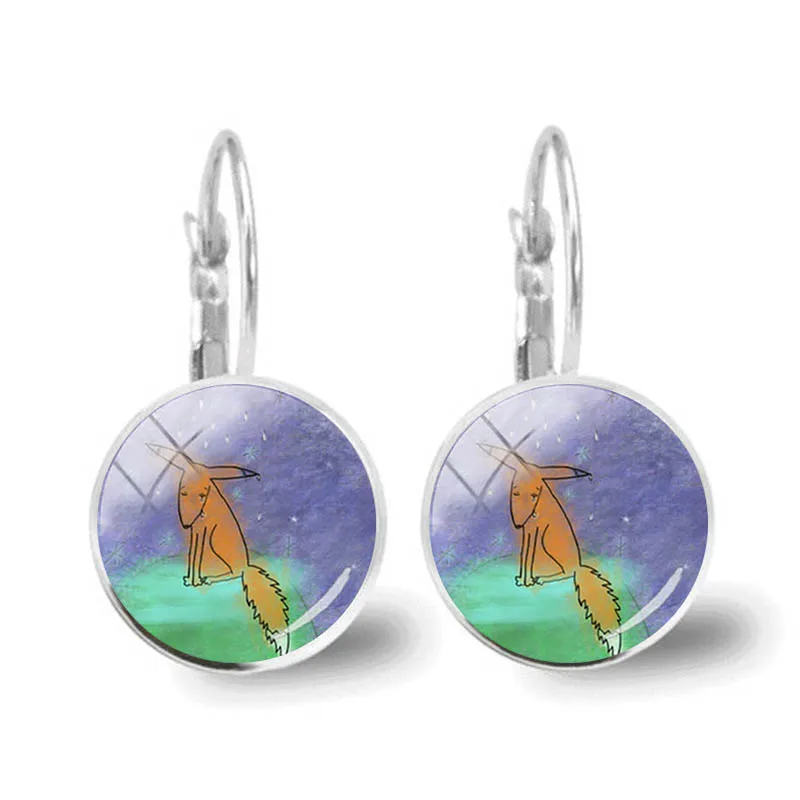 The Little Prince Style Teardrop Earrings Anime The Little Boy with Fox Friendship Drop Earrings Jewelry for Girls Ladi