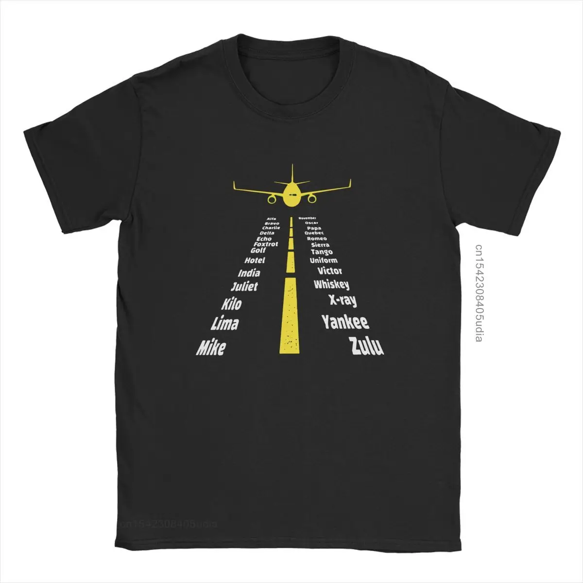 Phonetic Alphabet Airplane Graphic T Shirts Men's Cotton Funny Tshirt Vintage Pilot Tees Short Sleeve Summer