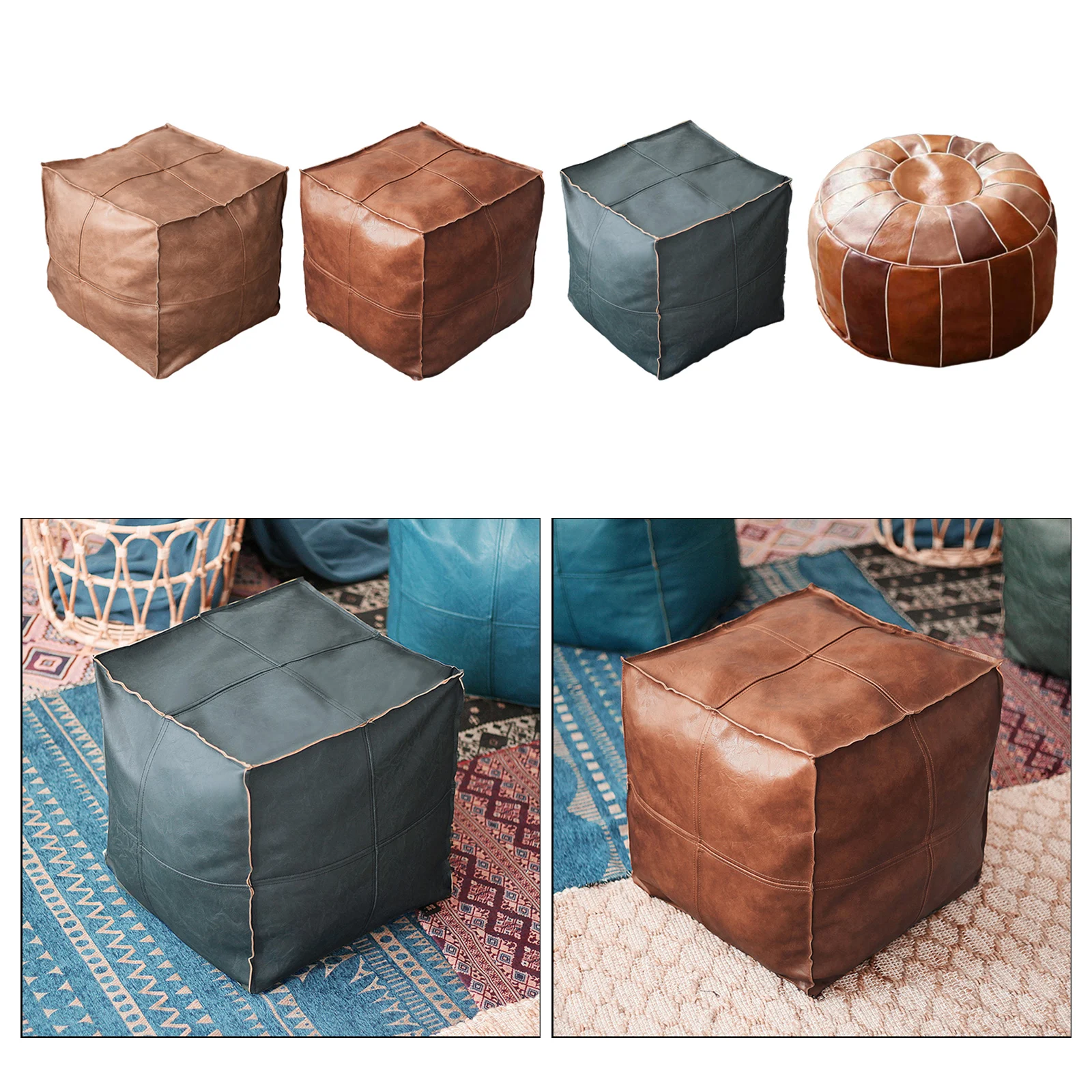 Unfaszerowany marokański pokrowiec na pufy Hassock Storage Ottoman poduszka podłogowa podnóżek Handmade Home Decoration salon prezenty ślubne