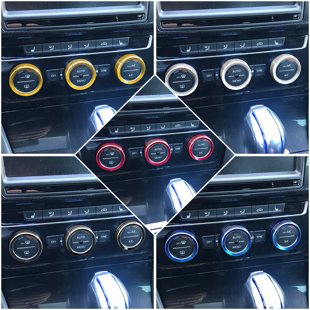 Air Conditioning Knob Decorative Cover Ring Adjust Trim Cover For VW Tiguan Atlas T-roc Ateca FR Passat B8 Variant 2017-2019