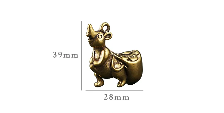 Personality retro Brass gold coins bag fortune Mouse craft DIY Key chain ring Pendant ornament Miniature keychain decor a0345