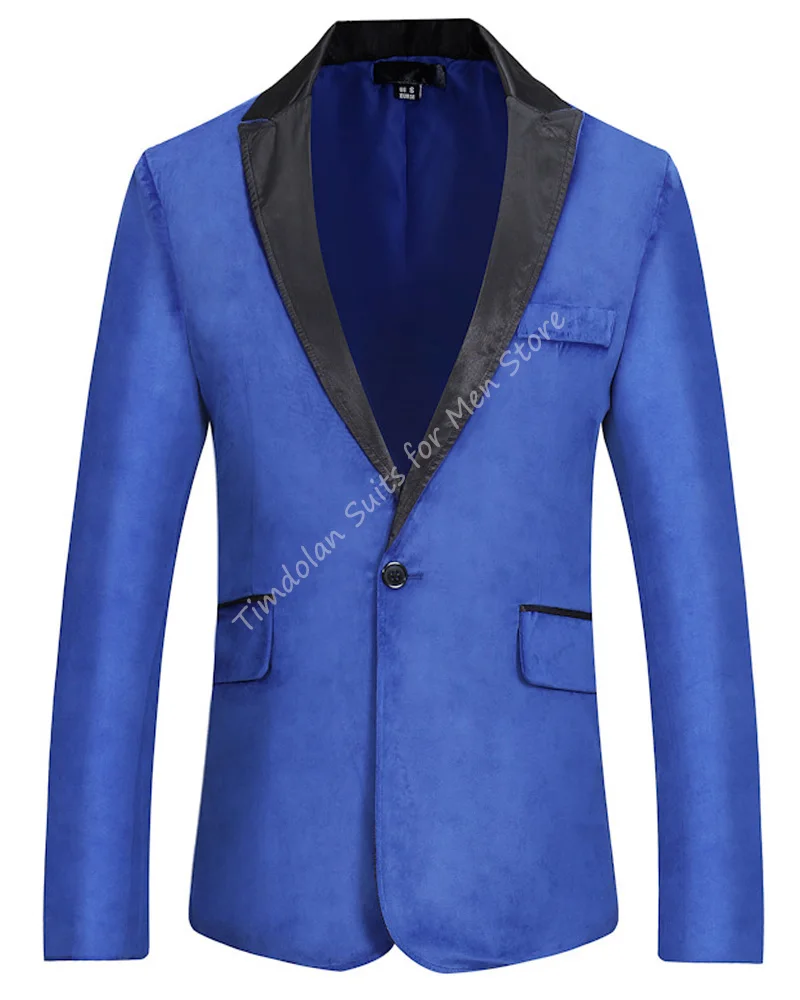 

1Pc Multi-color Tailor-made Autumn and Winter Velvet Blazer Purple/Black/Red/Blue Peak Lapel Men's Coat Dinner Party Wear Jacket