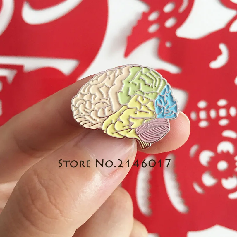 50pcs Brain Enamel Pins Medical Stroke Neurology Brooches for Doctor Nurses Parkinson Depression Anxiety Anatomy Lapel Pin Badge