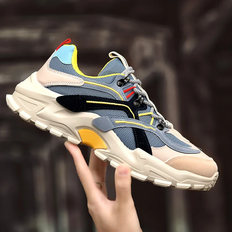 Earth Star 2021 INS New Casual Sports Men Shoes Korean Style Platform Mesh Breathable Running Student Male Sneakers
