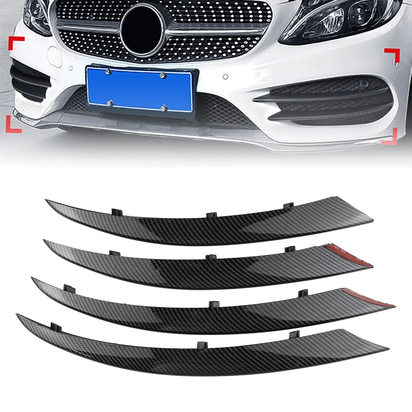 

For Mercedes-Benz W205 C Class 2015-2018 Sport C180 C200 C250 C260 C300 Front Bumper Air Vent Trim Fog Light Intake Cover Canard