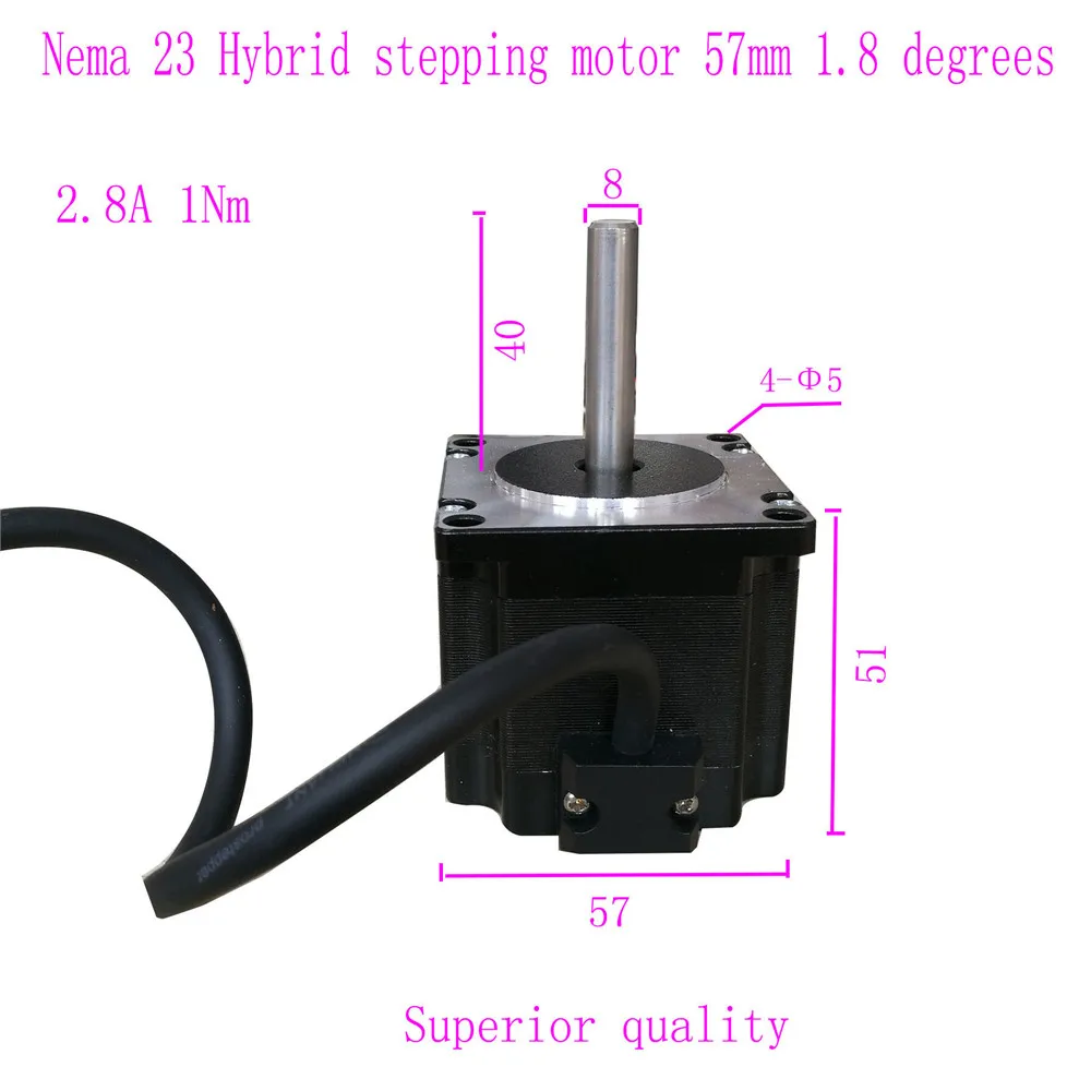 

57BYGH51 57BYG51 1.8° 0.8NM 2A 57mm Stepper Stepping Motor With φ8*40mm Long Shaft