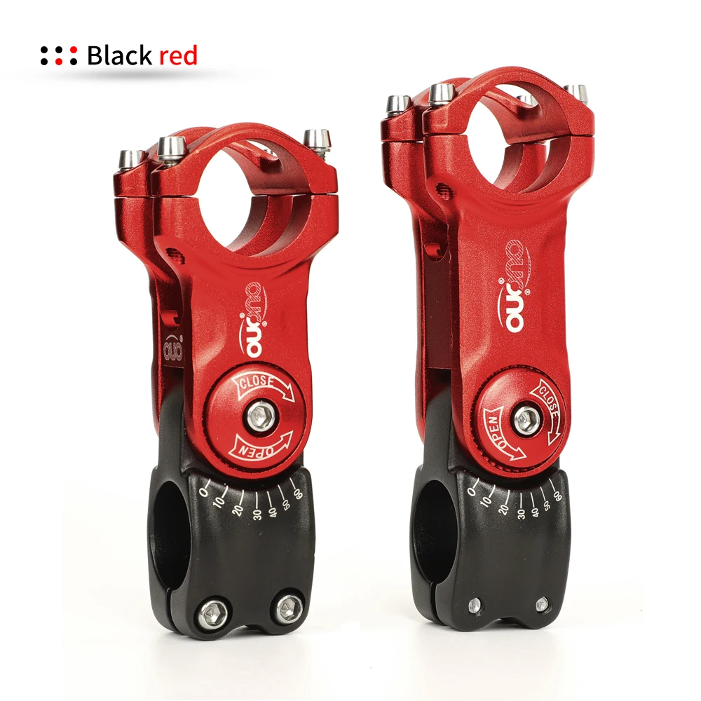 OUO Adjustable Bicycle Stem Riser 0-60 Degree Bike Handlebar Stem Adjust 31.8x90/110mm Aluminum Road Bike Stem Bar Extender