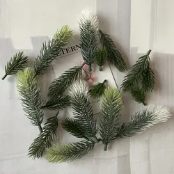 10pcs Pine Branches Artificial Fake Plant Artificial Flower Branch Christmas Party Decoration DIY Accessories Bouquet Gift Box