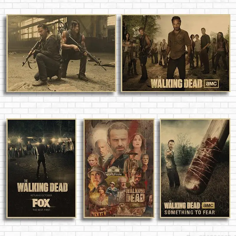 The Walking Dead Season 7 Classic Movie Kraft Paper Poster Bar Cafe Living Room Dining room Wall Decorative Paintings