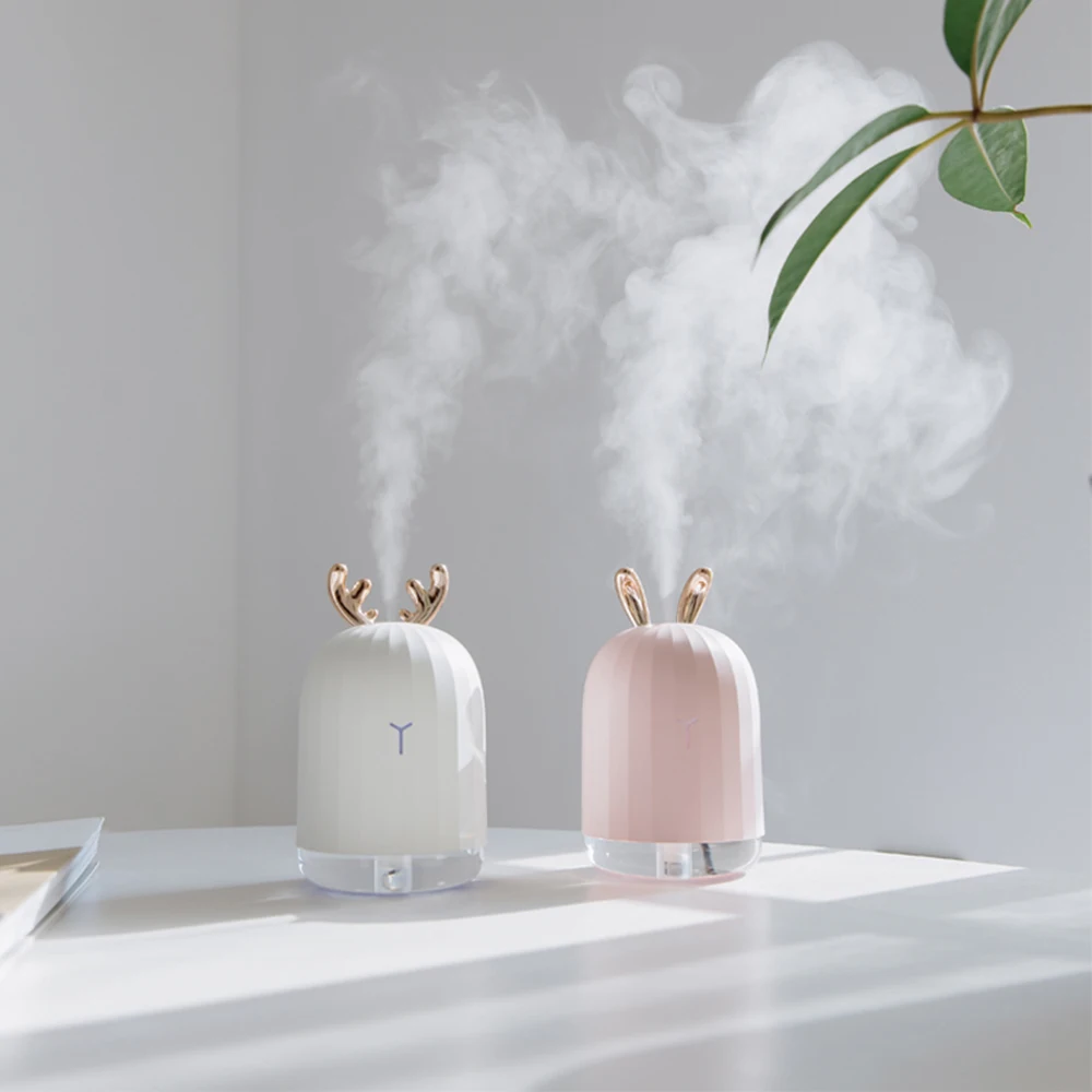 220ML USB Deer ELK Air Humidifier Ultrasonic Cool Mist Mini Humidifier LED Night Light Car Aromatherapy Essential Oil Diffuser