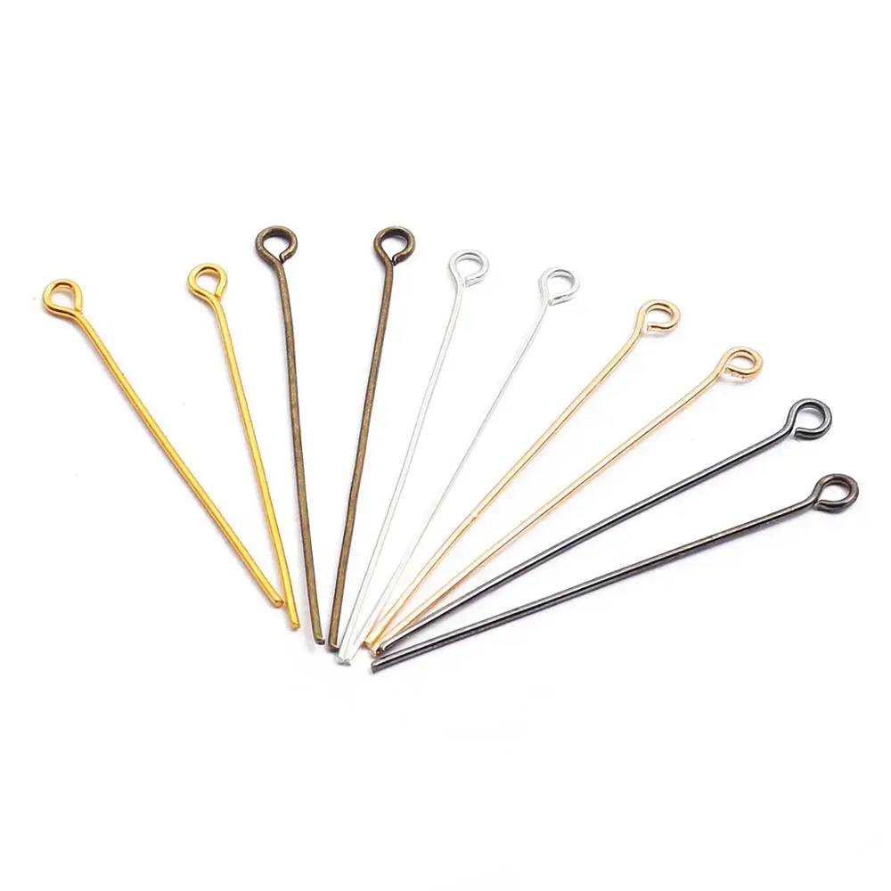 

200pcs Gold Silver Eye Head Pins 16 20 25 30 35 40 45 50mm Eye Pins Findings For Diy Jewelry Making Jewelry Accessories Supplies