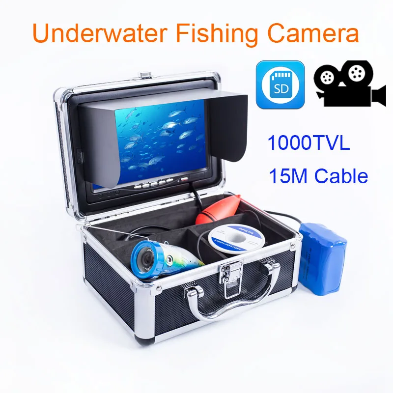 

15M Cable 7 inch Monitor 1000TVL Portable Fish Finder Underwater Fishing Camera With DVR Function Used For Ice/Sea/River Fishing