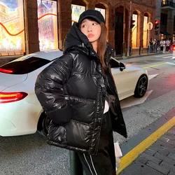 Down Padded Jacket Winter 2023 Fashion Women's Solid Color Loose Cotton Jacket Women's Hooded Warm Women's Long-sleeved Jacket