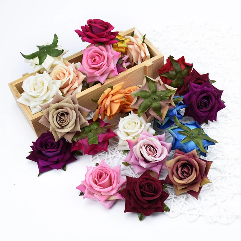 

5pcs High Quality Artificial Flowers for Wedding Christmas Home Decorations Silk Roses Diy A Cap Gifts Wreath Fake Plants Wall