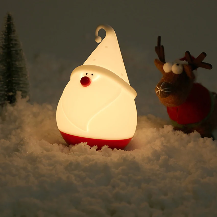 Luce notturna ricaricabile USB pupazzo di neve di natale luci notturne in Silicone lampada per decorazioni natalizie per ornamenti da tavolo natalizi