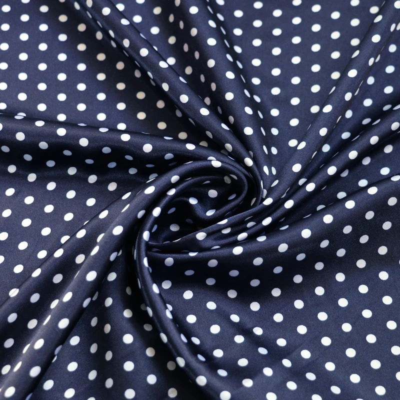 By Meter Cute Polka Dots Material Satin Charmeuse Soft Coat Lining Scarf Diy Fabric Clothing Sewing Background Accessories