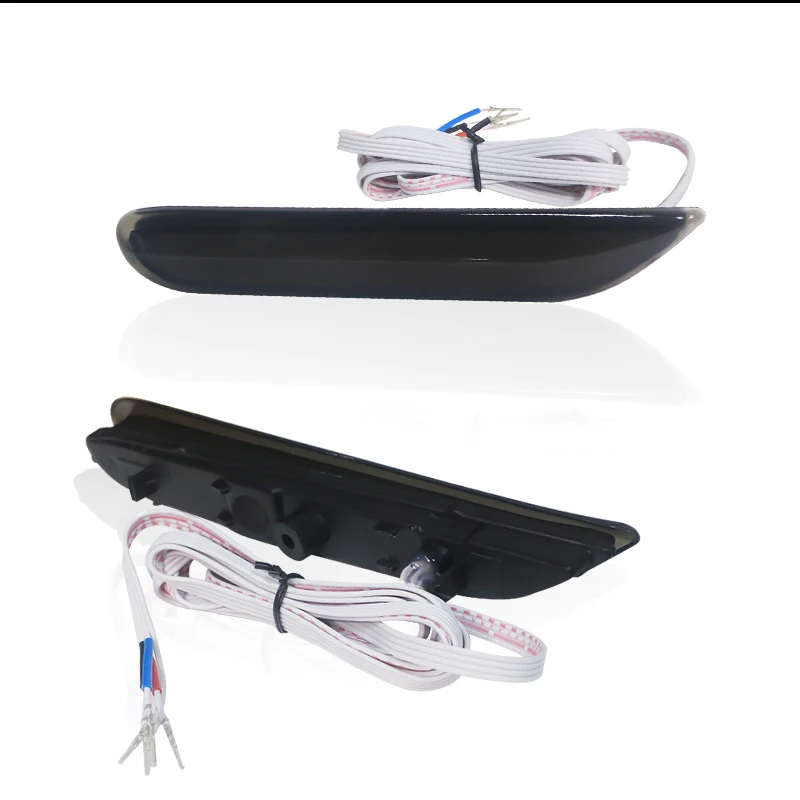 Smoked / Red Lens Red LED Rear Bumper Reflector Brake Tail, Fog Lights w/ Sequential Turn Signal For Infiniti Q50 QX56 Nissan