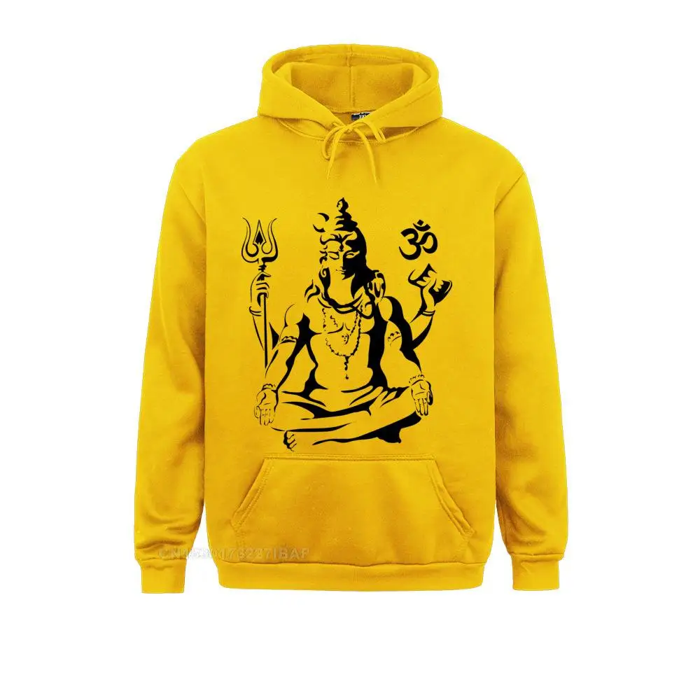 Hoodie Sketsa Dewa Siwa Pakaian Katun Kerah Crew Bergaya Lengan Panjang Pria Hoodie Harajuku untuk Pria