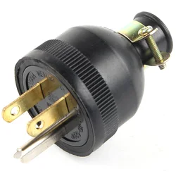 Black America 3 Pole NEMA L5-15P Rubber US Locked Industry Power Plug for Generator Inline Wire Connector Converter Plug
