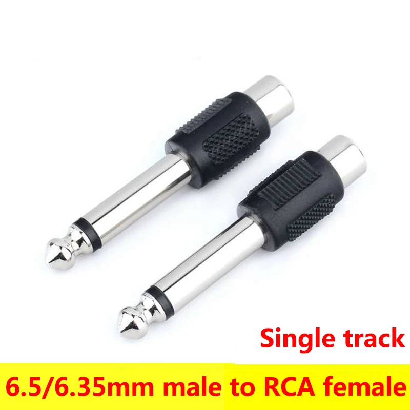 DALCAN 2pcs Single track 6.35mm 1/4 Inch Male to RCA/AV Female Jack  Mono Audio Adapters Connectors Plugs for DIY FM Microphone