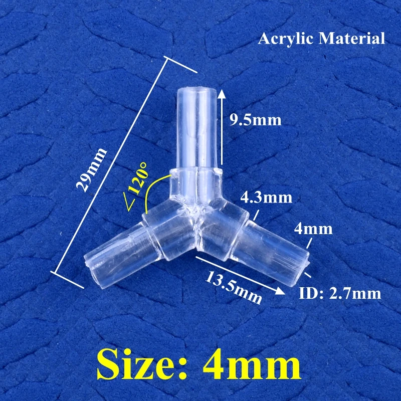 5~200Pcs 4~12mm Food Grade Plastic ∠120° Y-Type Tee Connector Aquarium Tank Air Pump Liquid Gas Diverter Water Pagoda Hose Joint