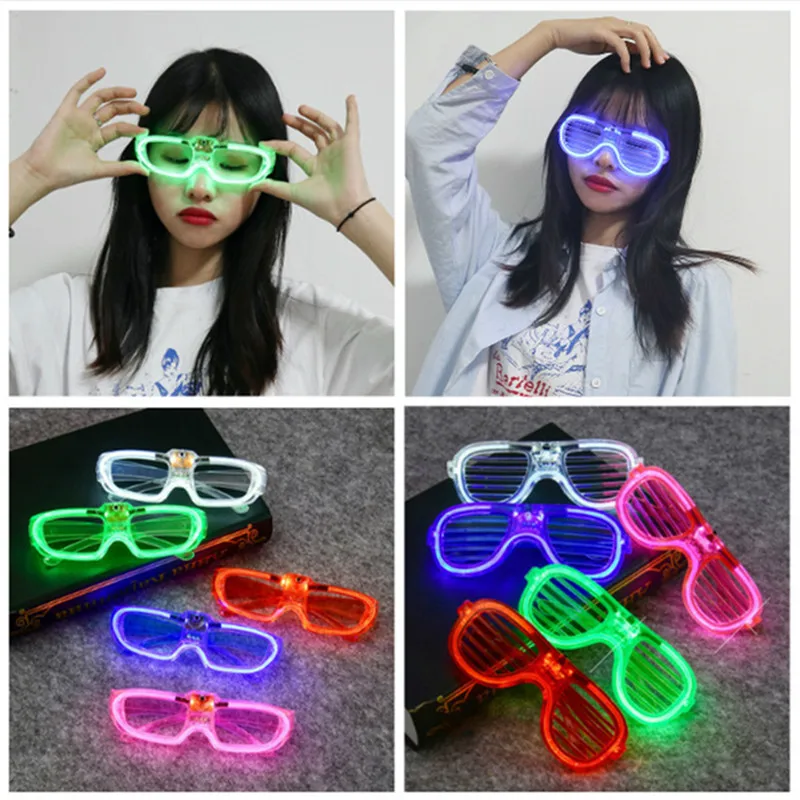 แฟลชแว่นตา Carnival แว่นตาพรรค Mardi Gras Glow In The Dark Shutter Shades นีออนกระพริบวันเกิด Carnival