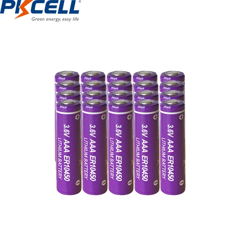 

20Pcs PKCELL 10450 Battery 3.6V ER 10450 AAA Lithium Battery ER10450 700mAh Li-SOCl2 3A Battery Batteries Bateria Baterias