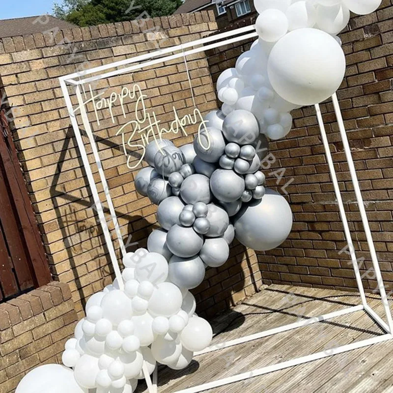 

121Pcs White Wedding Balloon Arch Garland Kit Chrome Silver Latex Balloons Set Birthday Party Baby Shower Decoration Globos