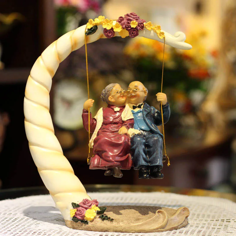 Modern Reading Eating Cycling Swinging Grandparents Resin