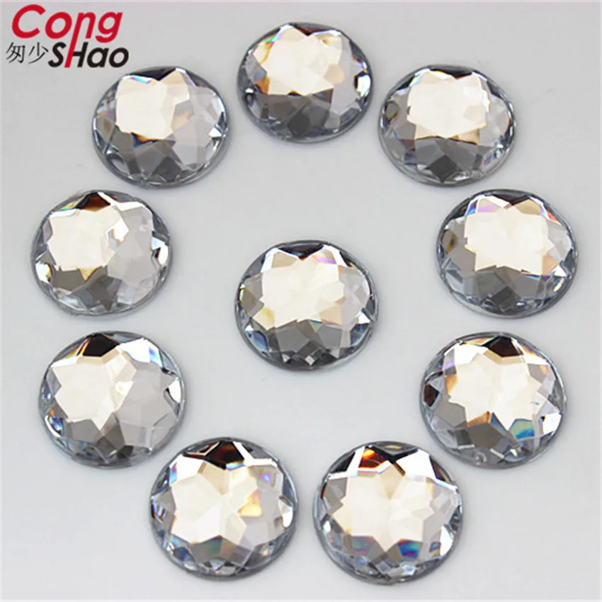 Cong Shao 50pcs 16mm Colorful Round Acrylic Rhinestone Trim Flatback Stones And Crystals DIY Wedding Dress Accessories ZZ672