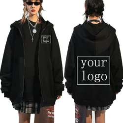 Customize Your Logo Men Women Zipper Sweater 2022 Jacket Coat Hooded Sweater Long-Sleeved Hoodie Funny Pattern Solid Color