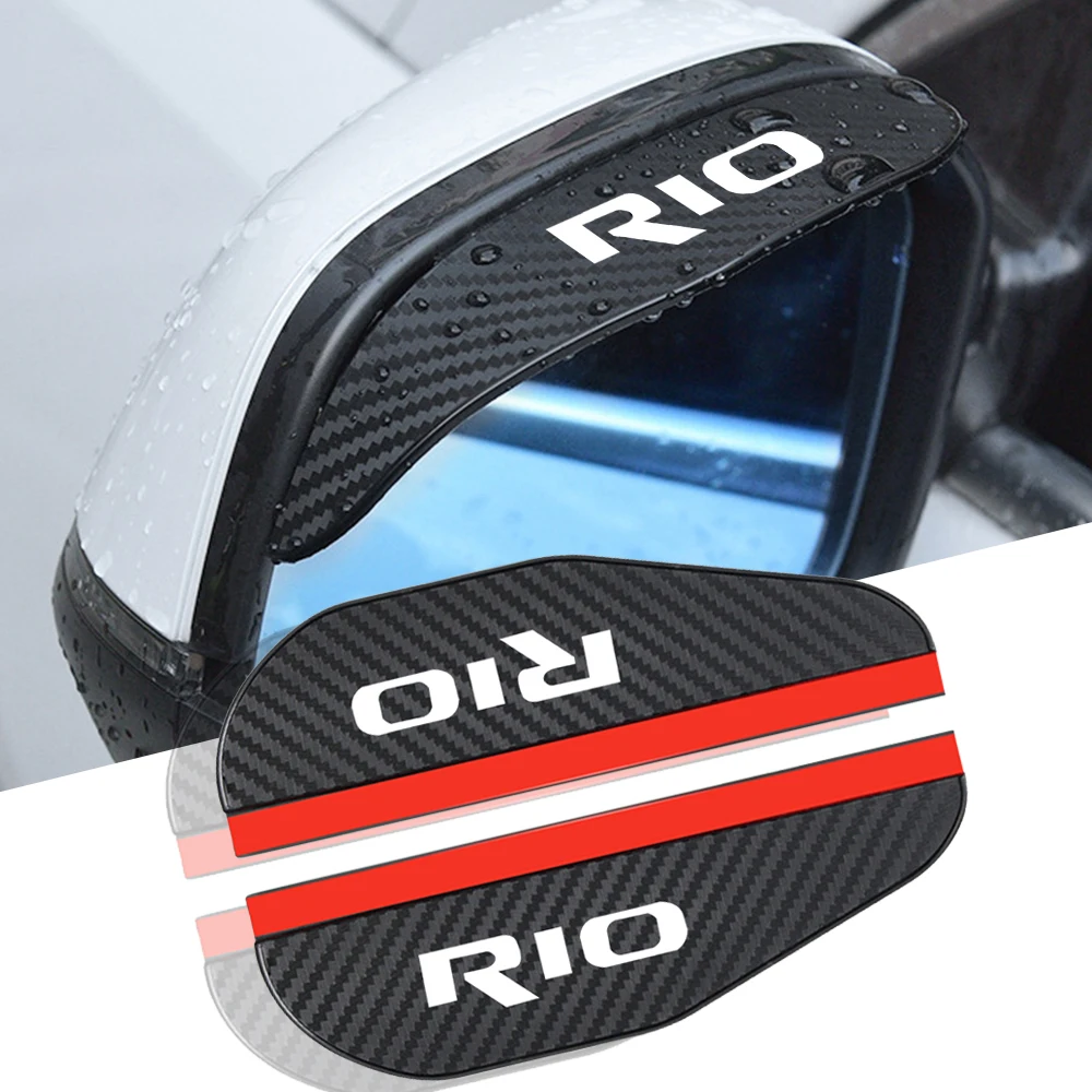 2pcs car Rearview  Carbon Rain cover for kia rio 2 3 4 5 auto