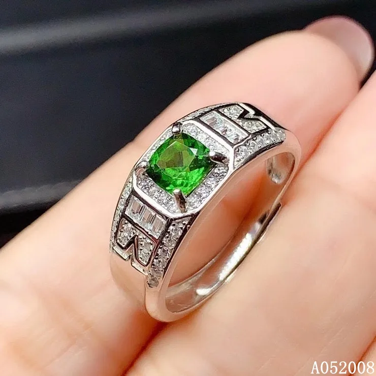 KJJEAXCMY fine jewelry 925 sterling silver inlaid natural diopside ring new popular female ring support test hot selling