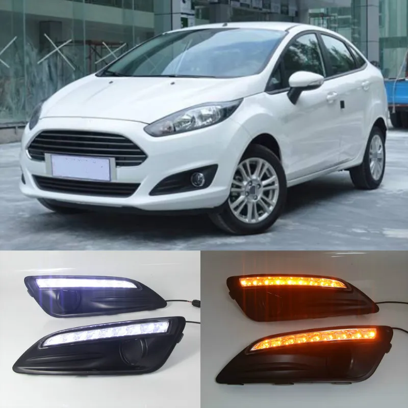 

1Pair DRL For Ford Fiesta 2013 2014 2015 2016 Daytime Running Lights Fog head Lamp cover car styling white Daylight