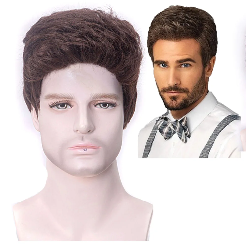 Amir Synthetic Short Ombre Sily Grey wig Striaght hair Wig for Men Male Hair Fleeciness Realistic  Hair Wigs