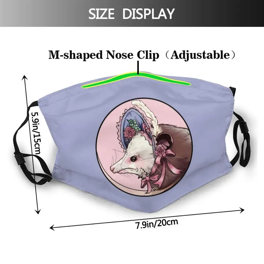 Trashy And Classy Funny Print Reusable Pm2.5 Filter Face Mask Animal Marsupial Trash Swamp Opossum Possum Lolita Gothic Lolita