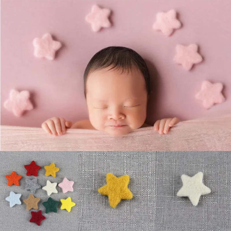 5Pcs Newborn Photography Props Wool Felt Stars Infant Photo Shooting Decor Accessories Baby Photo Shooting Photography Props