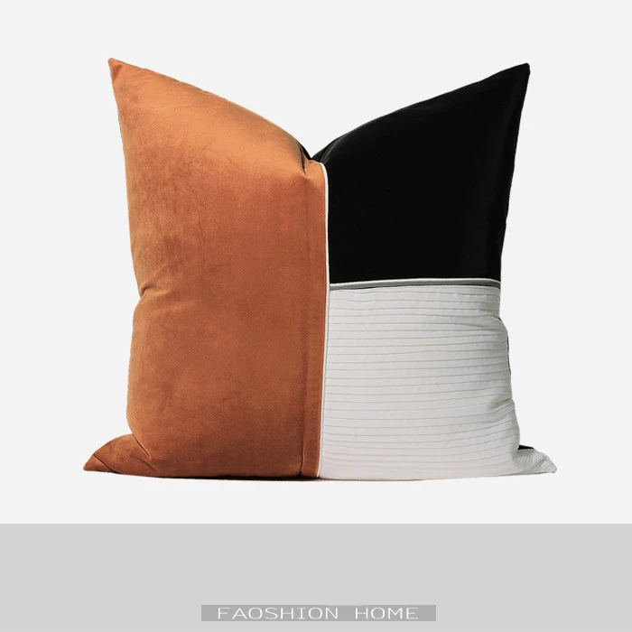 

Modern And Simple Orange Stitching Wrinkle Pillowcase Home Decor Pillow Covers Living Room Bedroom Sofa Decorative Cushion Cover