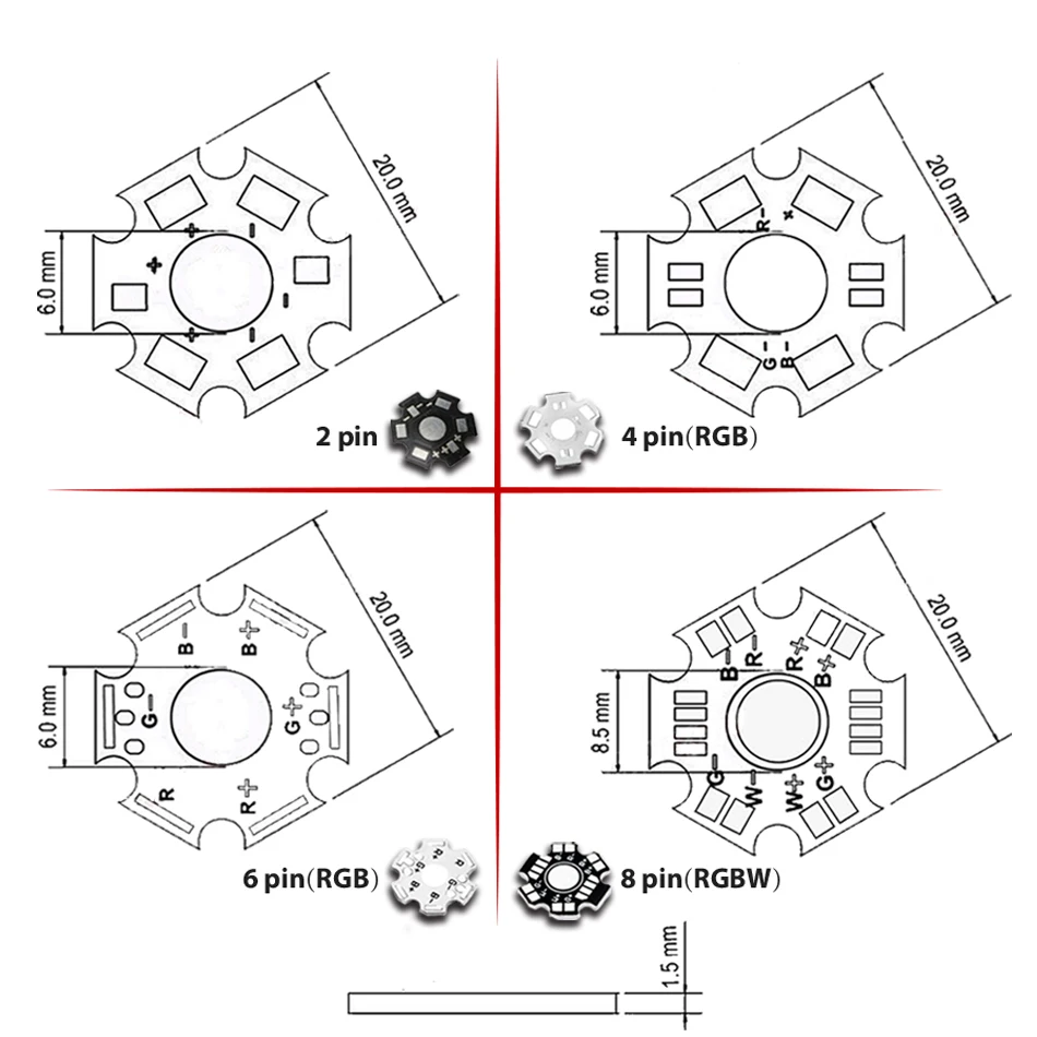 1W 3W 5 W LED aluminiowa płyta bazowa płyta PCB radiator podłoże 20mm gwiazda zestaw DIY radiator chłodzący 20mm dla 1 3 5 W Watt LED