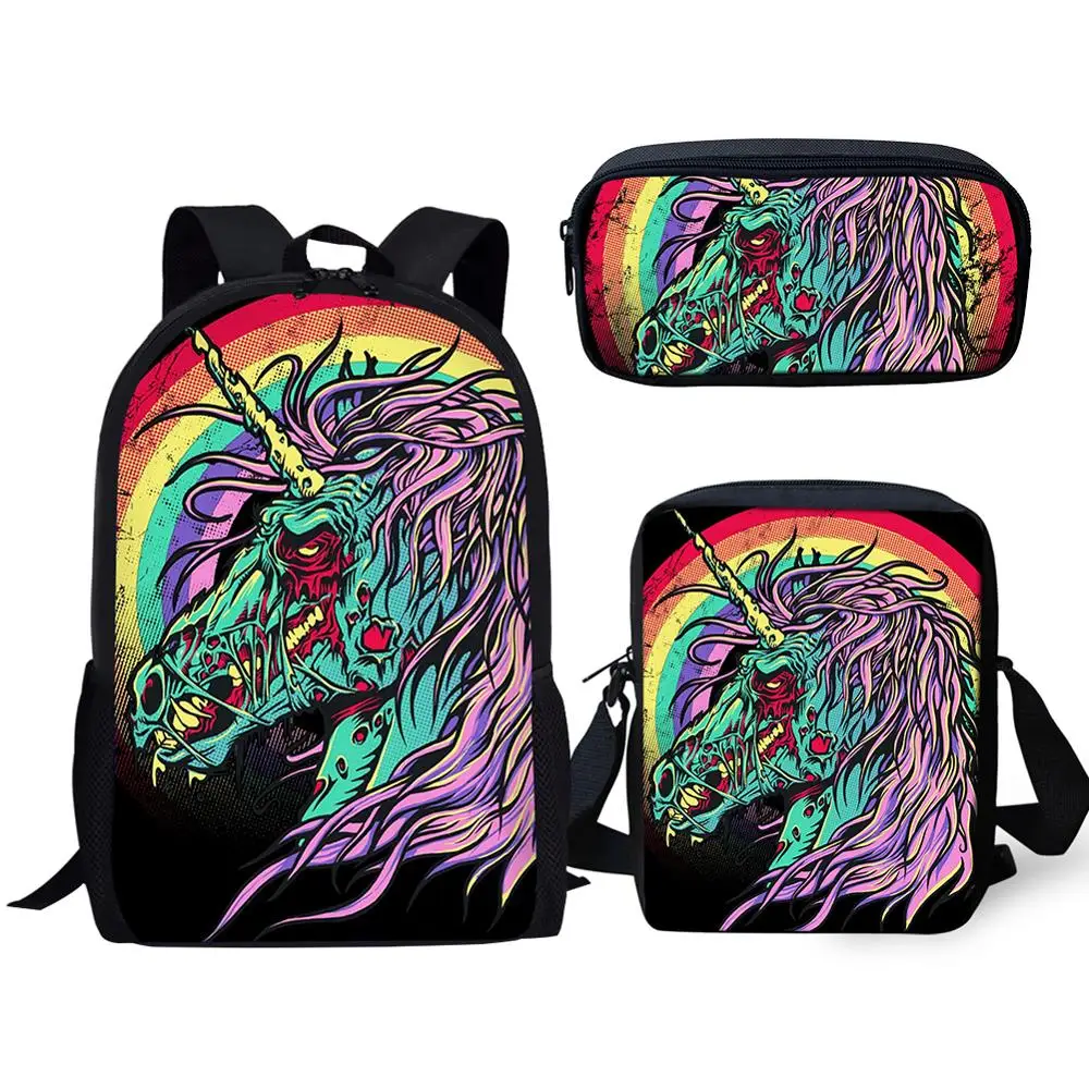 

2020 New Teenager Schoolbag 3 Pcs/Set Unicorn Printed Women Men Backpack School Bags For Boys Girls Book Bags Fashion Mochila