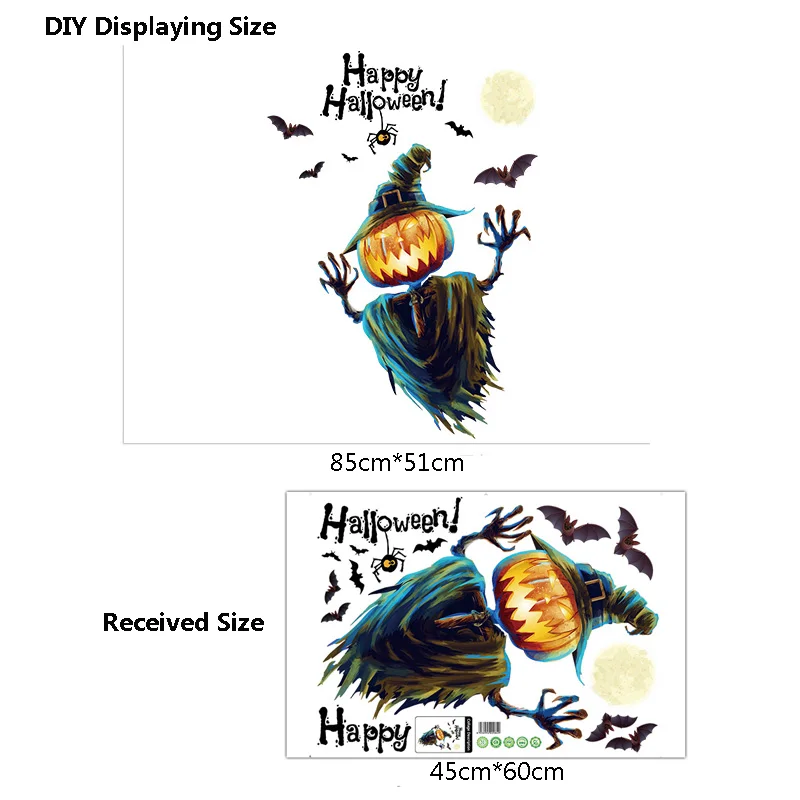 Halloween Wall Stickers Happy Halloween Background Wall Sticker Window Home Decoration Decal Decor Pegatinas De Pared