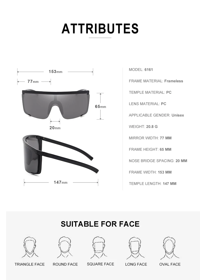 Übergroße Sport-Sonnenbrille für Herren 2026 Luxusmarke Winddichte Rechteckige Sonnenbrille für Damen Fahrbrille Gafas De Sol Hombre – Detail 10