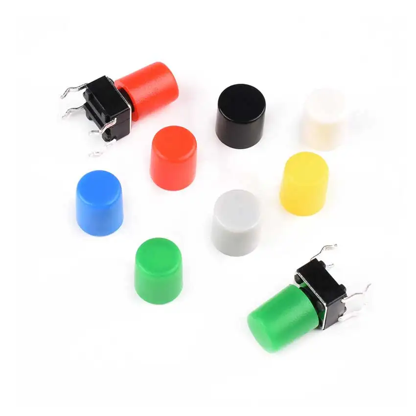 Cltgxdd 50PCS/Lot Plastic Cap Hat Kits G62 For 6*6mm Tactile Push Button Switch Lid Cover A56 6x6mm Green Black White Blue